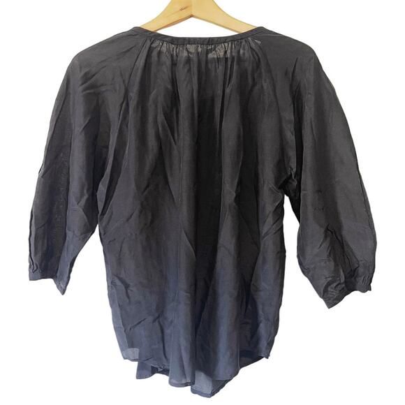 Diane Von Furstenberg Paeden Silk Cotton Blouse in Black Size 2 - Picture 2 of 9